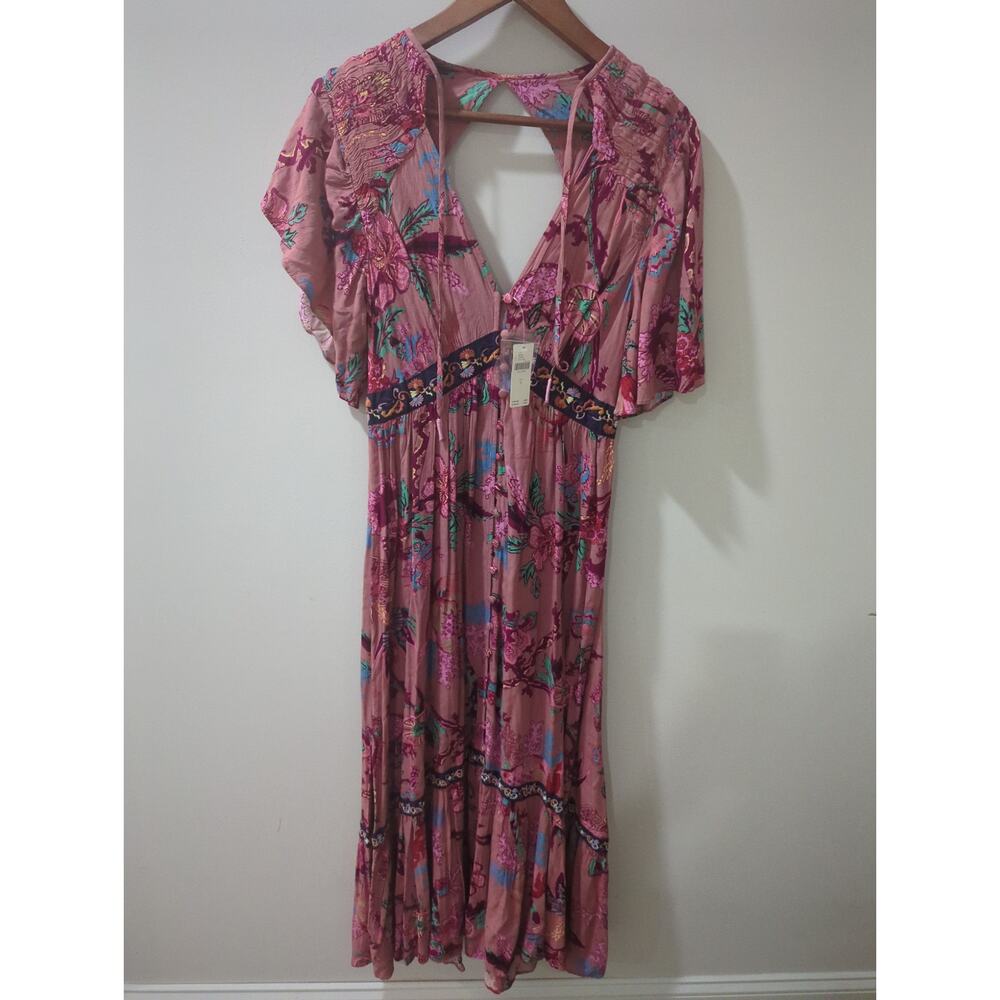 Anthropologie Floral Ruffle Embroidered Maxi Dress NWT - Picture 5 of 9